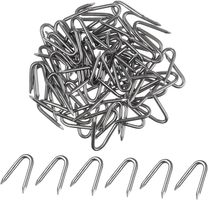 50 قطعة من وتدات الحديقة على شكل حرف U، مشابك سياج الأسلاك الحديدية، سهلة التركيب، لإصلاح الشبكة - Image 2