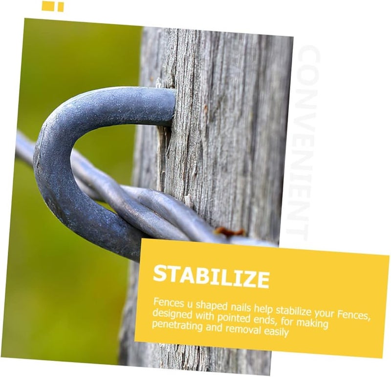 50 قطعة من وتدات الحديقة على شكل حرف U، مشابك سياج الأسلاك الحديدية، سهلة التركيب، لإصلاح الشبكة - Image 5