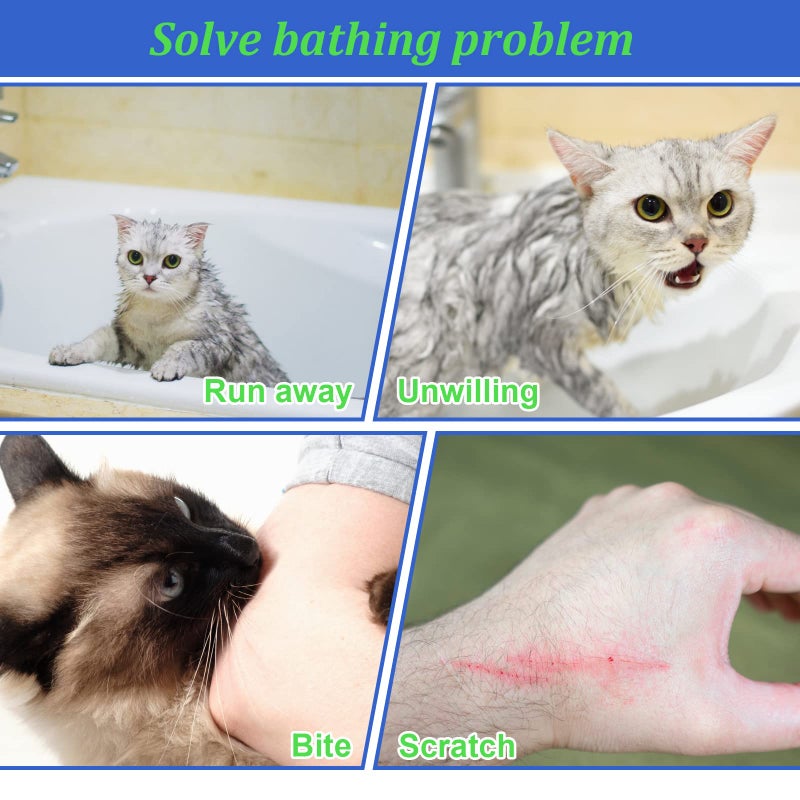 Catcan Cat Bathing Bag, Breathable Mesh Cat Shower Bag Anti Scratch Adjustable Cats Grooming Washing Bag for Nail Trimming Polyester Soft - Image 5