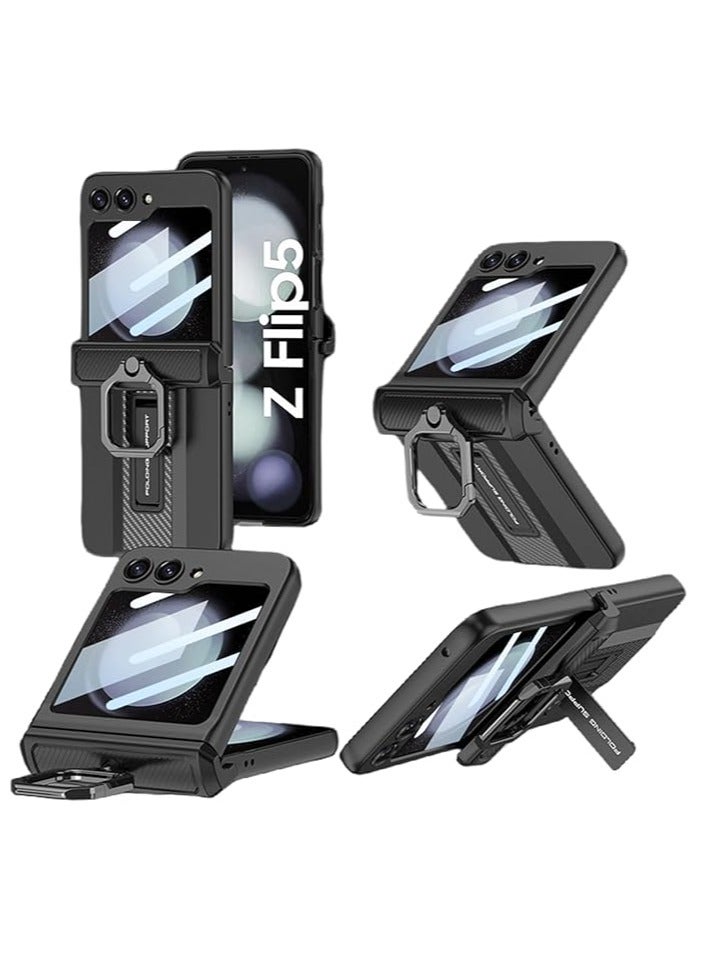 general Armored case for Galaxy Z Flip 5, magnetic hinge protection, adjustable stand for Samsung Z Flip 5 2023, slim and shockproof with small screen tempered film - Image 1