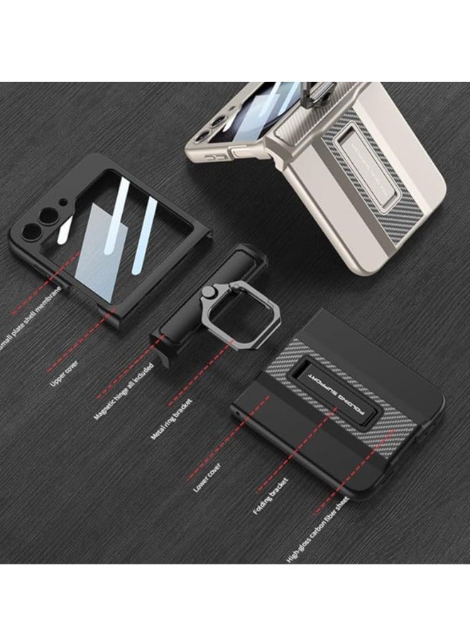 general Armored case for Galaxy Z Flip 5, magnetic hinge protection, adjustable stand for Samsung Z Flip 5 2023, slim and shockproof with small screen tempered film - Image 3