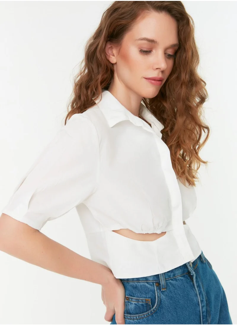 trendyol Cut Out Detail Crop Shirt