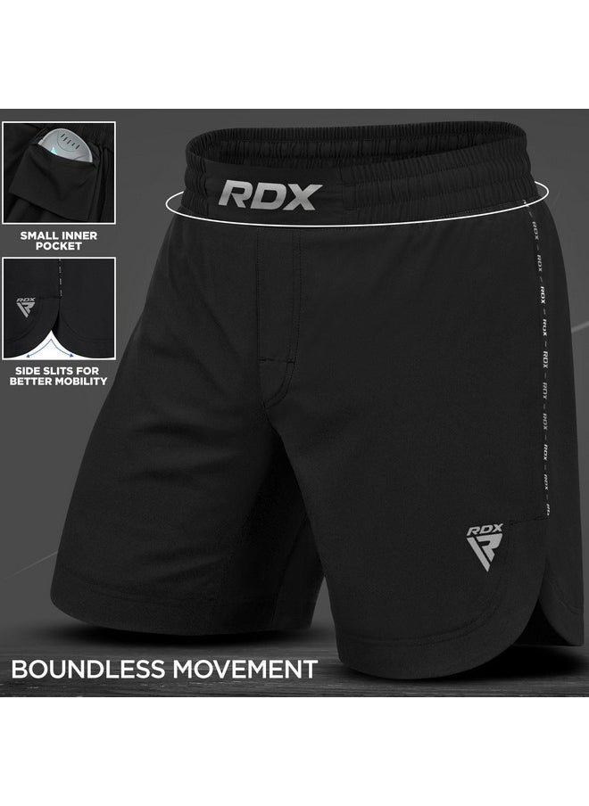 ار دي اكس - شورت RDX MMA للتدريب والكيك بوكسينج - شورت قتال للفنون القتالية والقتال في القفص والمواي تاي والجوجيتسو البرازيلي والملاكمة والمصارعة باللون الأسود - Image 1