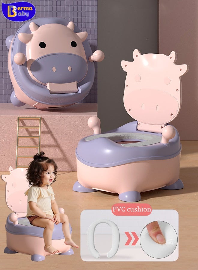 Berma Baby مرحاض الأطفال، مرحاض تدريب على استخدام المرحاض، كرسي مرحاض للأطفال الصغار مع مقعد ناعم، مرحاض قابل للإزالة، غير قابل للانزلاق، مناسب للأطفال الصغار والرضع والأطفال، مناسب للأولاد والبنات (بقرة وردية) - Image 1