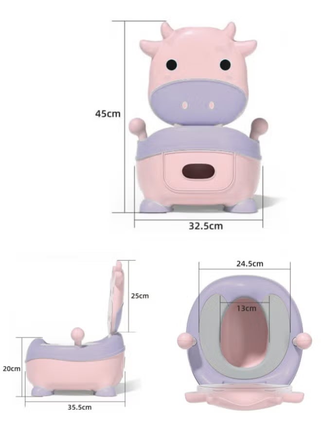 Berma Baby مرحاض الأطفال، مرحاض تدريب على استخدام المرحاض، كرسي مرحاض للأطفال الصغار مع مقعد ناعم، مرحاض قابل للإزالة، غير قابل للانزلاق، مناسب للأطفال الصغار والرضع والأطفال، مناسب للأولاد والبنات (بقرة وردية) - Image 2