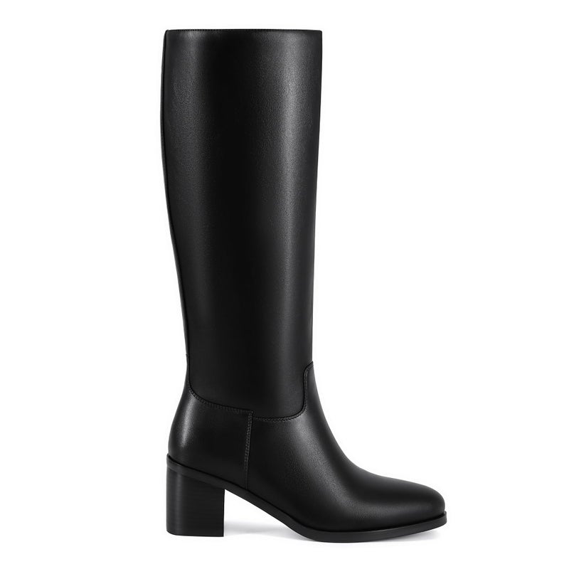 Abbleet Black Boots for Women Wide Calf Boots Knee High Boots Women with Pointed Toe Almond Toe Chunky Block Heel Boot - Image 5
