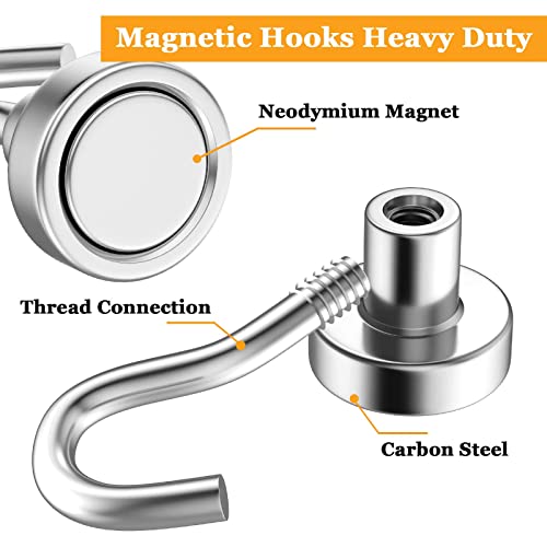 MIN CI 30Pcs Super Strong Magnetic Hooks, 25lbs Magnetic Hook Heavy Duty for Hanging, Rare Earth Neodymium Magnet Hooks, for Cruise Ship Camping Grill Kitchen Fridge Garage Wall - Image 4
