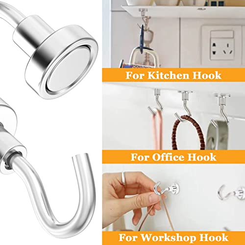 MIN CI 30Pcs Super Strong Magnetic Hooks, 25lbs Magnetic Hook Heavy Duty for Hanging, Rare Earth Neodymium Magnet Hooks, for Cruise Ship Camping Grill Kitchen Fridge Garage Wall - Image 3