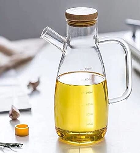 Generic Wellxo Borosilicate Oil Dispenser & Stoppers Bottle with Handle and Air Tight Wooden Lid 700 ML (Pack of 1)  - Image 2