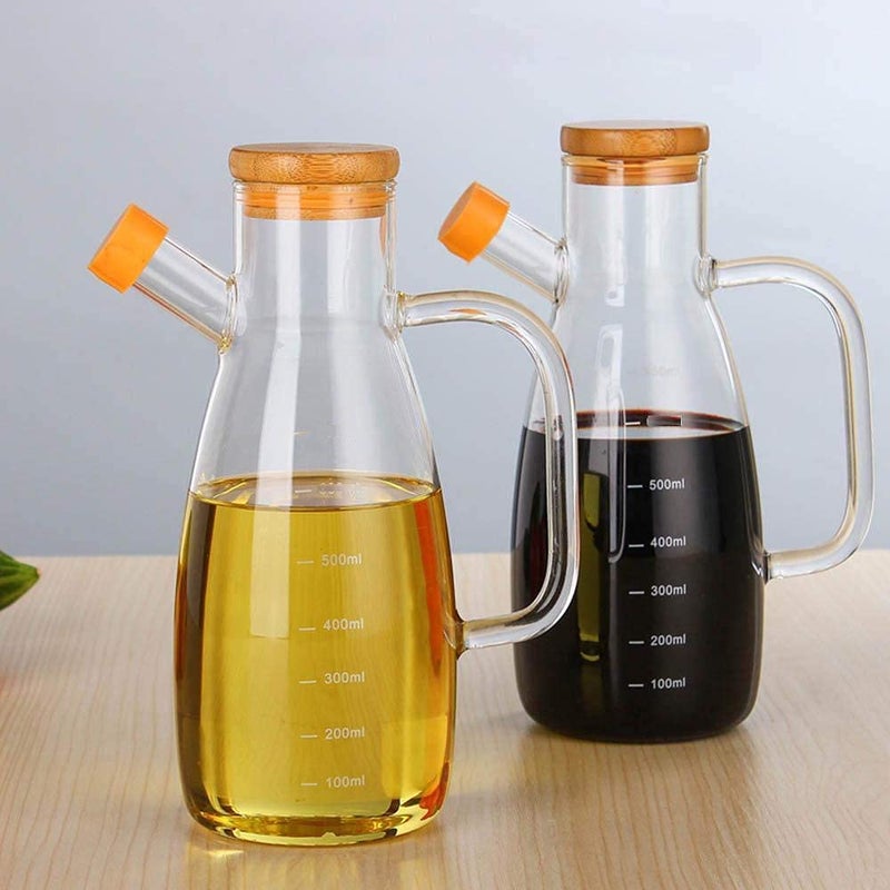 Generic Wellxo Borosilicate Oil Dispenser & Stoppers Bottle with Handle and Air Tight Wooden Lid 700 ML (Pack of 1)  - Image 4