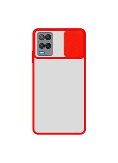 Clear and Red Case with Sliding Camera Protector for Realme 8 / 8 Pro - Stylish and Protective Smartphone Case
