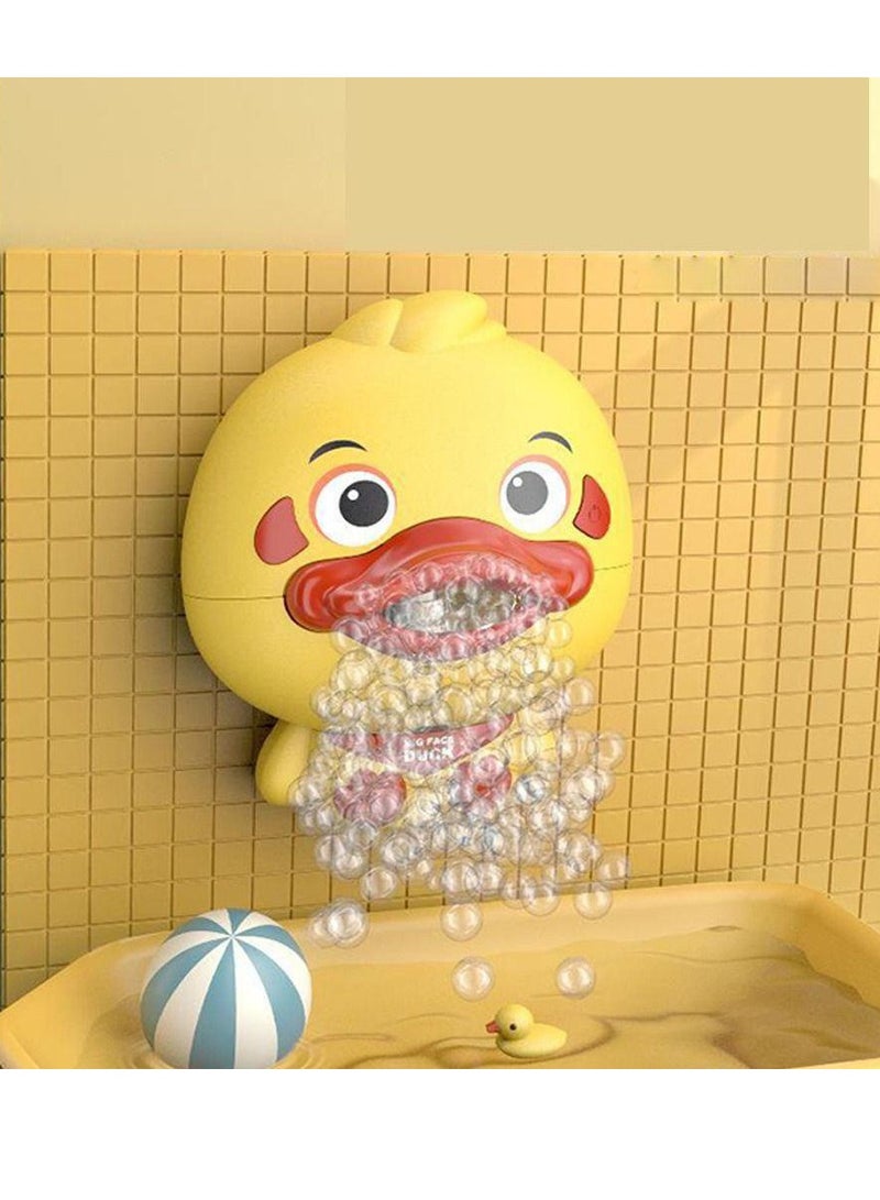 SYOSI Bath Toy Bubble Maker, Electric Duckling Bathtub Bubble Machine Cartoon Duck Bubble Blower Tub Bubble Maker Big Face Duck Bath Toy with Music and 3 Suction Cup 1PCS Yellow Duck - Image 1