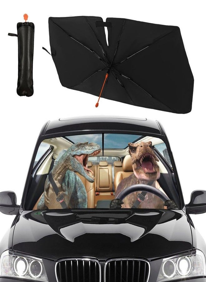 Socira Dinosaur Car Windshield Sunshade Umbrella Foldable Funny Dinosaur Car Visor Car Umbrella Sun Shade Cover Car Sunshade Front Window Cover Dinosaur Car Accessories Blocks Uv Rays (57" X 30") - Image 1