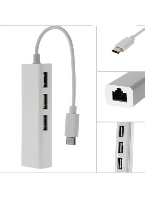 Ethernet LAN Cable - High-Performance USB C to 3-Port USB A and RJ45 Adapter for Seamless Network Connection on Mac and Windows OS