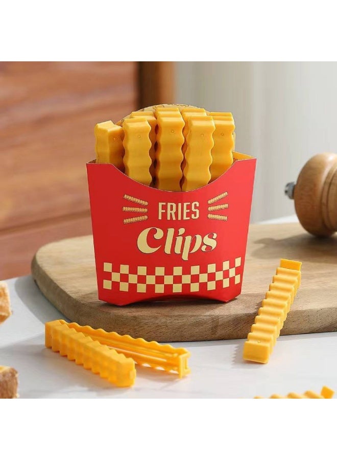 طقم غالق أكياس 12 قطعة + حامل مغناطيسي على شكل باكت بطاطس - Image 1