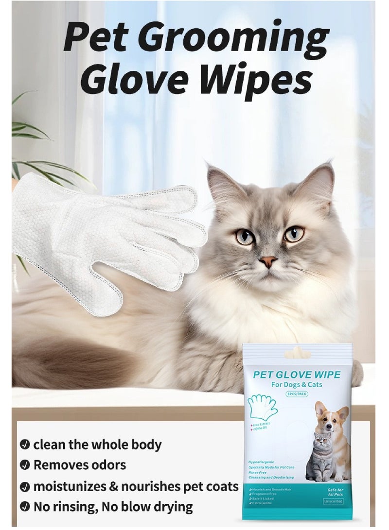 Pet Bathing Wipes for Dogs and Cats Kitten Grooming Wipes Gloves to Clean and Deodorize, Nourish and Smooth Fur Gloves Wipes Outdoor Travel No Rinse - Image 1