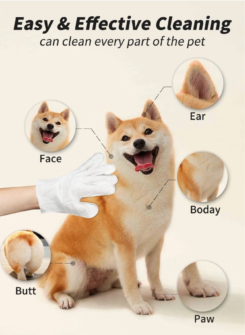 Pet Bathing Wipes for Dogs and Cats Kitten Grooming Wipes Gloves to Clean and Deodorize, Nourish and Smooth Fur Gloves Wipes Outdoor Travel No Rinse - Image 2