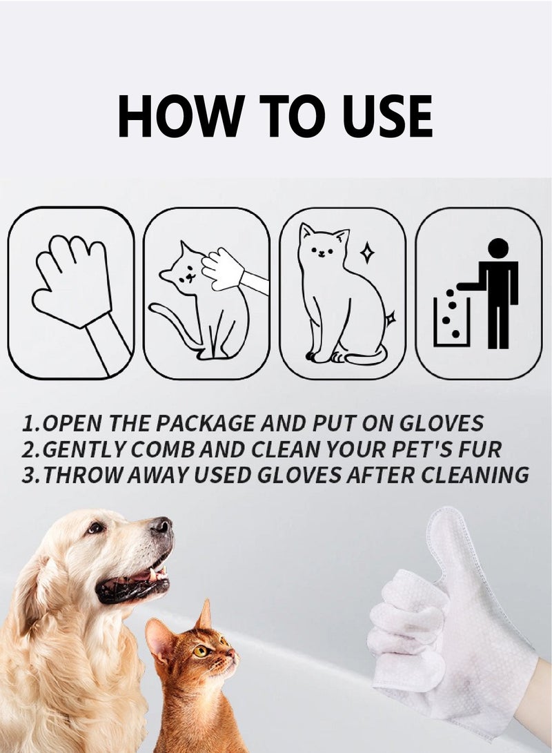Pet Bathing Wipes for Dogs and Cats Kitten Grooming Wipes Gloves to Clean and Deodorize, Nourish and Smooth Fur Gloves Wipes Outdoor Travel No Rinse - Image 5