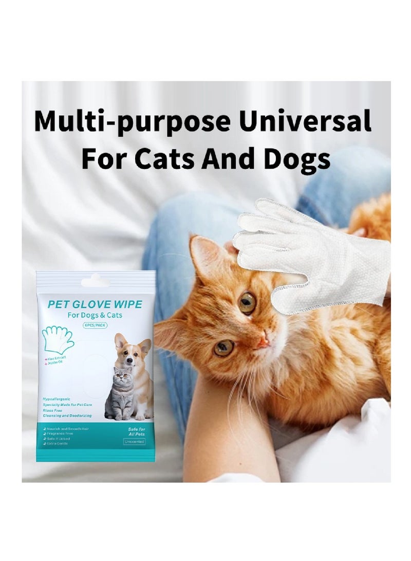 Pet Bathing Wipes for Dogs and Cats Kitten Grooming Wipes Gloves to Clean and Deodorize, Nourish and Smooth Fur Gloves Wipes Outdoor Travel No Rinse - Image 3