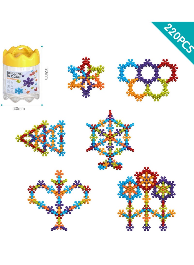 Meifen Rainbow Colors DIY Plum Blossom Building Blocks,Reusable Educational Toys for 3+ Year Olds, Washable Materials, Creative Early Learning and Motor Skills Development, Gifts for Toddlers（220pcs） - Image 1