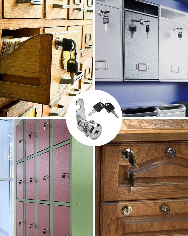 MoHern Cabinet Locks, 6 Pcs Keyed Alike 1-1/8 Inch (30mm) Cylinder Locks, Zinc Alloy Cam Lock with Keys for Cabinet, Drawer, RV and More - Image 3