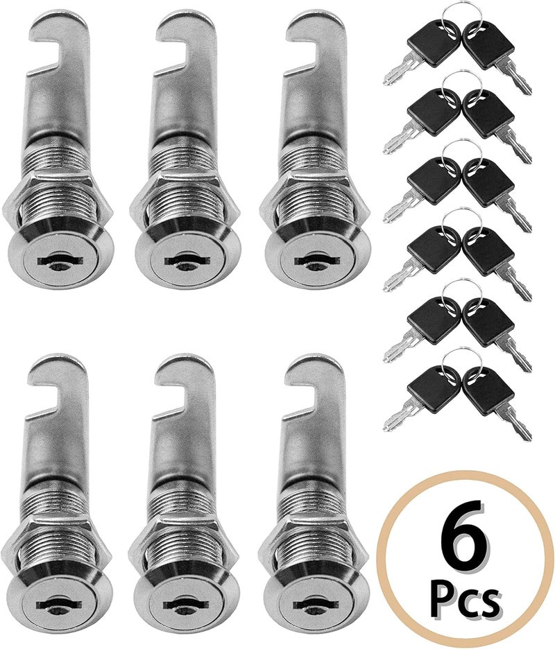 MoHern Cabinet Locks, 6 Pcs Keyed Alike 1-1/8 Inch (30mm) Cylinder Locks, Zinc Alloy Cam Lock with Keys for Cabinet, Drawer, RV and More - Image 4