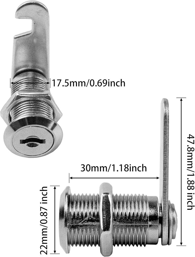 MoHern Cabinet Locks, 6 Pcs Keyed Alike 1-1/8 Inch (30mm) Cylinder Locks, Zinc Alloy Cam Lock with Keys for Cabinet, Drawer, RV and More - Image 2