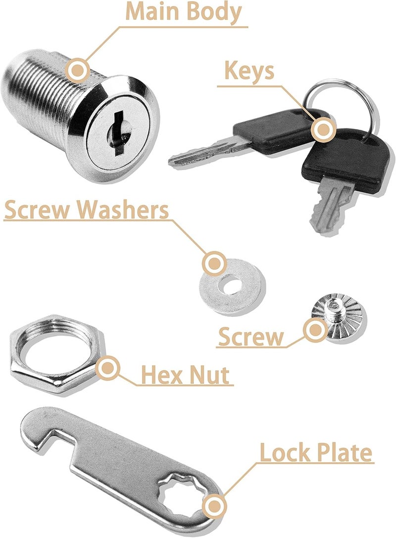 MoHern Cabinet Locks, 6 Pcs Keyed Alike 1-1/8 Inch (30mm) Cylinder Locks, Zinc Alloy Cam Lock with Keys for Cabinet, Drawer, RV and More - Image 5