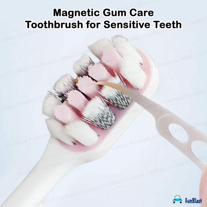 FunBlast Tooth Brush Set - Pack of 2 Pcs Toothbrushes for Kids & Adults, Magnetic Gum Care Toothbrush for Sensitive Teeth, Toothbrush Soft Bristles Manual Tooth Brush for Adults (Multicolour) (2) - Image 5