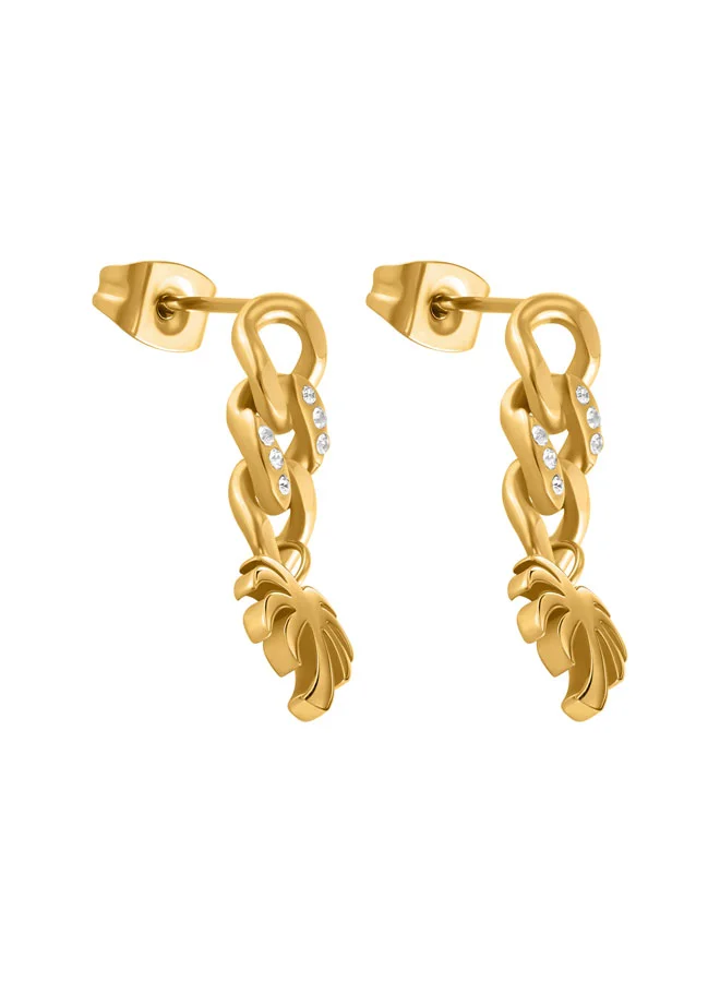 بالم انجلز Icona Yellow Gold Plated Stainless Steel Drop Earrings for Women
