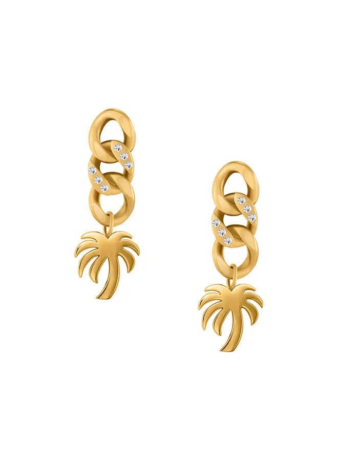 بالم انجلز Icona Yellow Gold Plated Stainless Steel Drop Earrings for Women