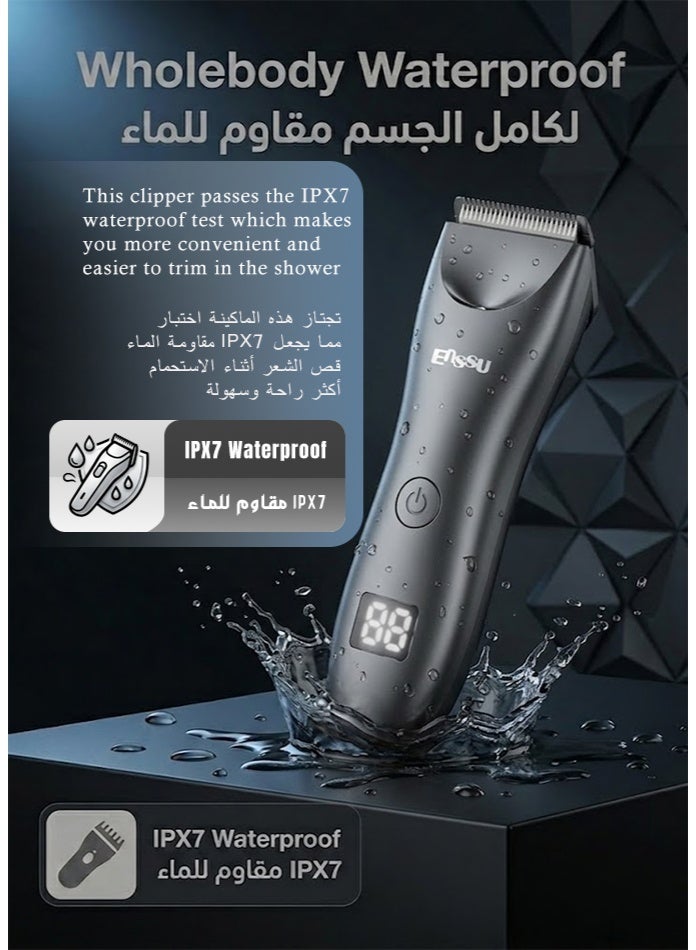 اي ان اس اس يو ماكينة حلاقة الشعر المقاومة للماء للرجال من إنسو، بمعيار آي بي إكس٧، لاسلكية، مزودة بشاشة رقمية، محرك ٦٠٠٠ دورة في الدقيقة، تقنية بليدلوكk لحماية البشرة، شفرات من السيراميك والفولاذ المقاوم للصدأ، ضوء ليد، قاعدة شحن، مدة تشغيل ٦٠ دقيقة (رمادي) - Image 4
