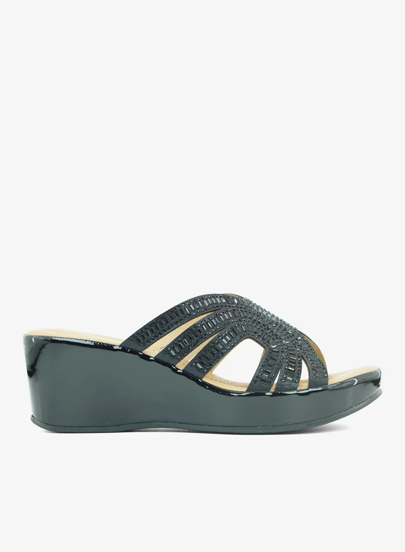 Zayna Black 221-318 Zayna Ladies Classic Wedge Slides 3F8730-314 Black for Women | Best Price UAE