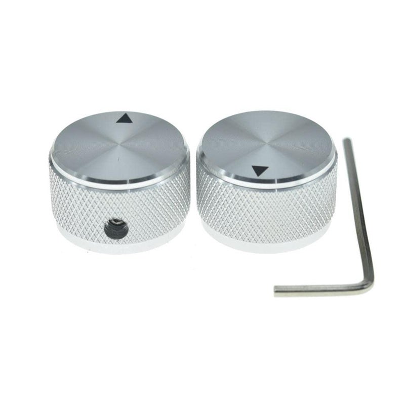 KAISH 2Pack 636425mm Diam Aluminium Potentiometer Knobs 14 Universal Metal Pot Knobs with Indicator and Set Screw for GuitarBassAMP AmplifierPower AmplifierPreampsAudio Equipments Silver - Image 2