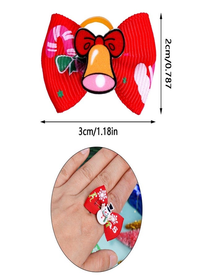 تونج كلاود مجموعة تونغ كلاود من 20 قطعة من ربطات شعر الكلاب مع أربطة مطاطية - تصميمات عقدة فيونكة ورجل ثلج (أحمر وأخضر، بنمط عيد الميلاد) - Image 2