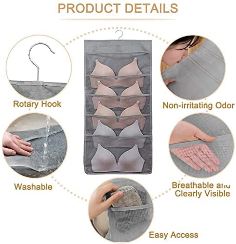 Shyam Enterprise Shyam Enterprise Double Sided Closet Hanging Organizer 30 Pockets Wall Hanger Cloth Jewelry Toiletries Bra Panty Socks Underwear Storage Holder Space Saver Bag Multicolor 1 PCS - Image 4