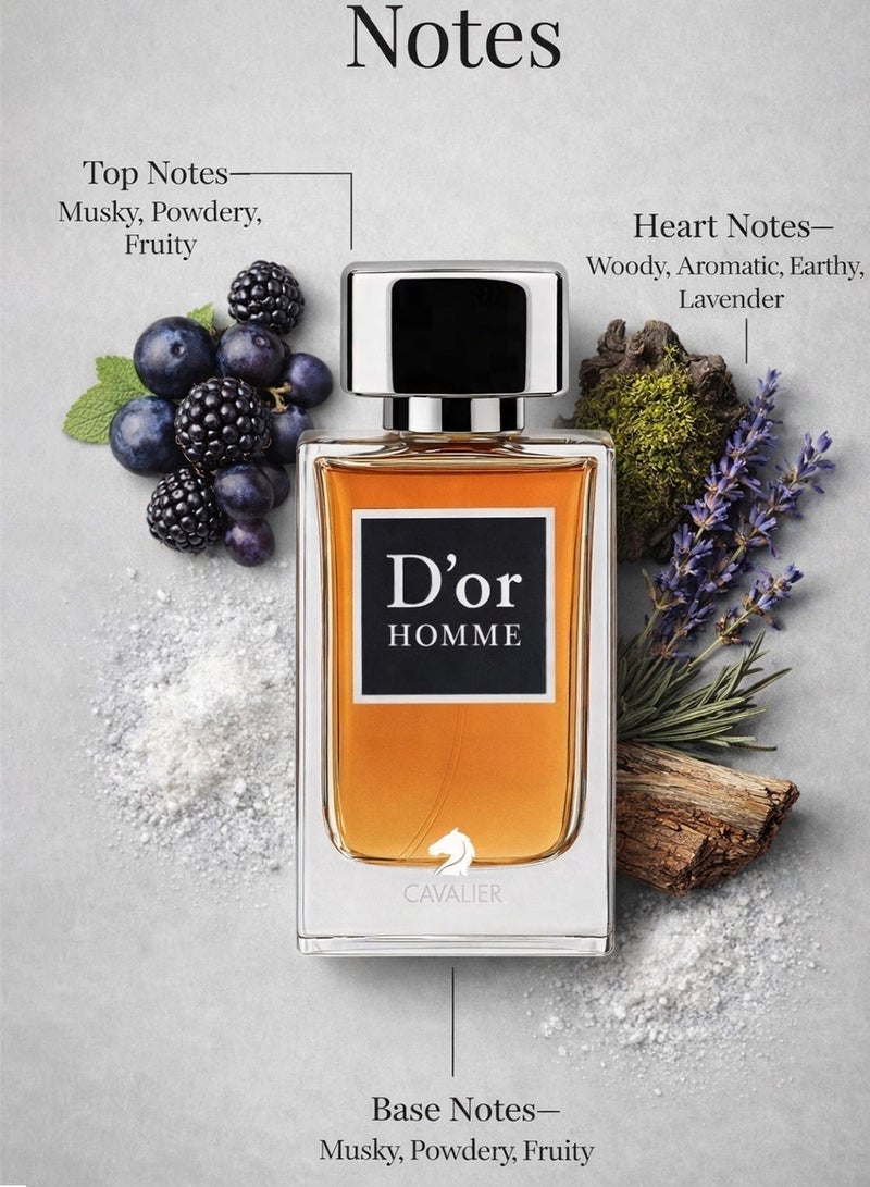كافاليير بيرفيوم عطر دور هوم الفاخر للرجال من كافاليير – عطر زهري وعطري بنفحات بودرية وترابية أنيقة للرجال، 100 مل - Image 4