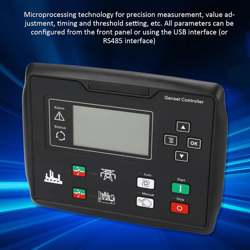 Generator Self Starting Controller with ABS Housing and LCD Display 132x64 Input Voltage Range 15-360V For Automatic Generator Start/Stop Industrial Grade Compact Design - Image 2