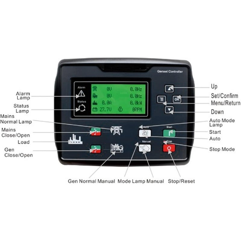 Generator Self Starting Controller with ABS Housing and LCD Display 132x64 Input Voltage Range 15-360V For Automatic Generator Start/Stop Industrial Grade Compact Design - Image 3