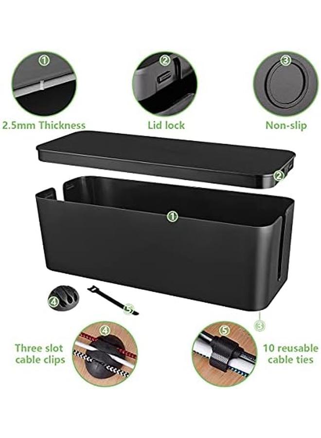 KASTWAVE Cable Management Box Large Cord Organizer Boxcord Hider Box To Hide Surge Protector Cover On Desk Or Floor For Home And Office Black - Image 4