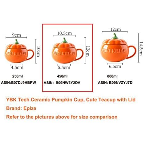 Eplze YBK Tech Cute Pumpkin Cup Ceramic Coffee Mug Tea Cup with Lid 155oz - Image 2