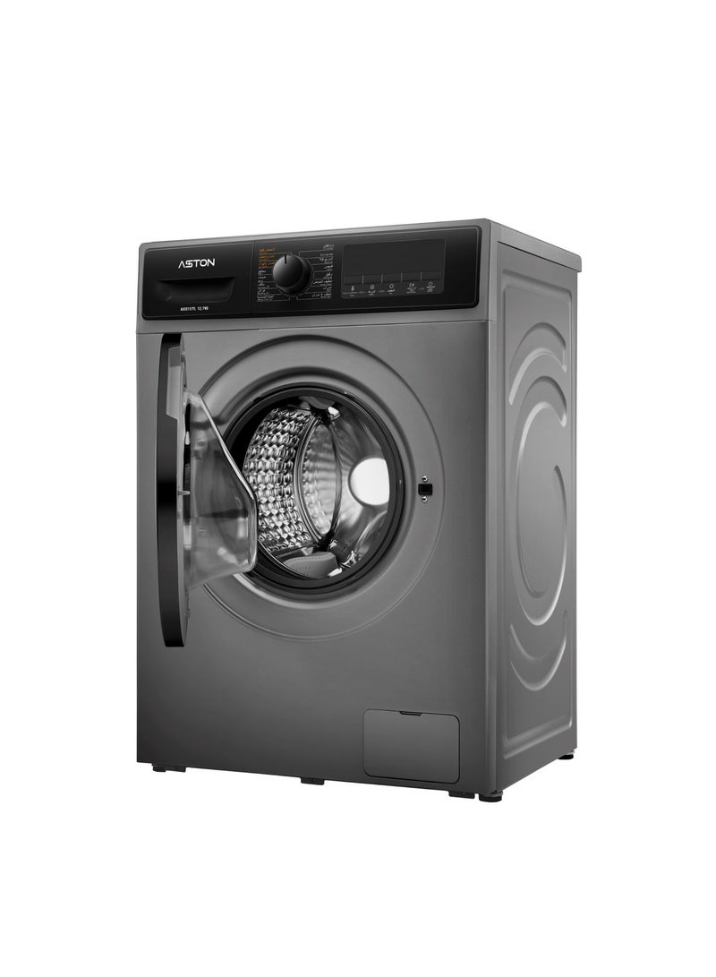 Aston Front Load Automatic Combo Washing Machine, 12/7 kg, 16 Programs, Inverter, Steam Cleaning,  Silver – ASCO127TL - Image 2