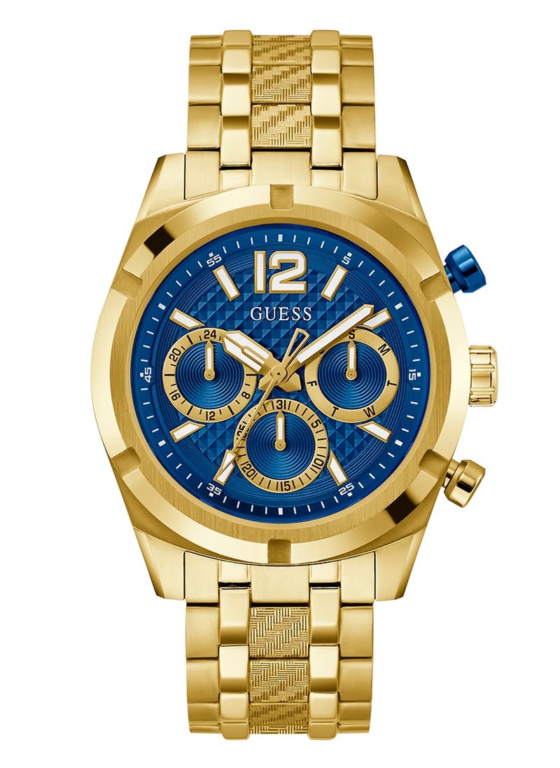 GUESS Mens Gold Tone Blue Multi-function Watch - GW0714G2  - Image 1