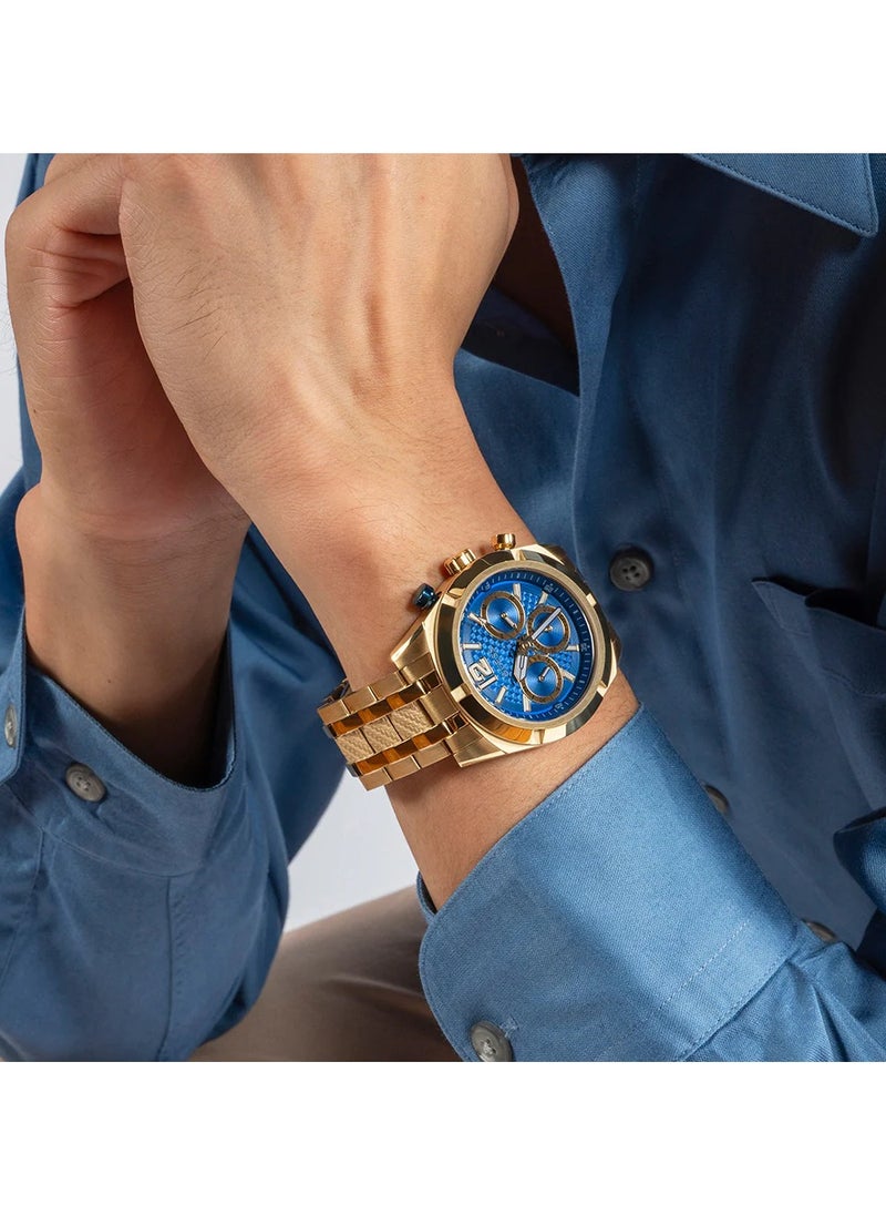 GUESS Mens Gold Tone Blue Multi-function Watch - GW0714G2  - Image 5