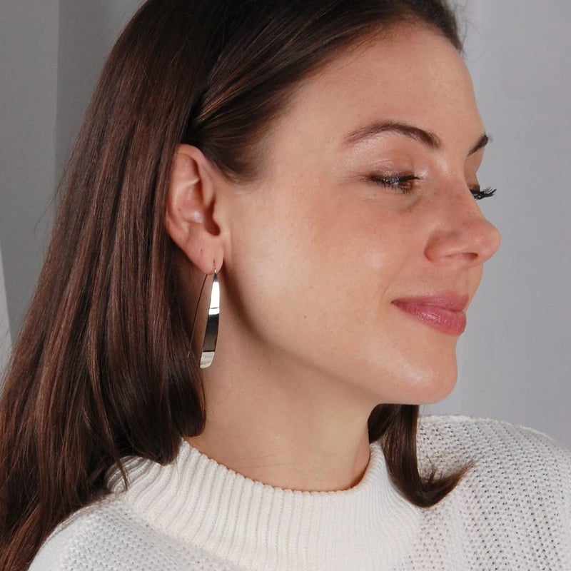 Humble Chic NY Silver Long Earrings for Women - 925 Sterling Silver Plated Threader Earrings for Women, Long Teardrop Dangly Tear Drop Dangle, Trendy Elegant Threaded Pull Through Jewelry - Image 2