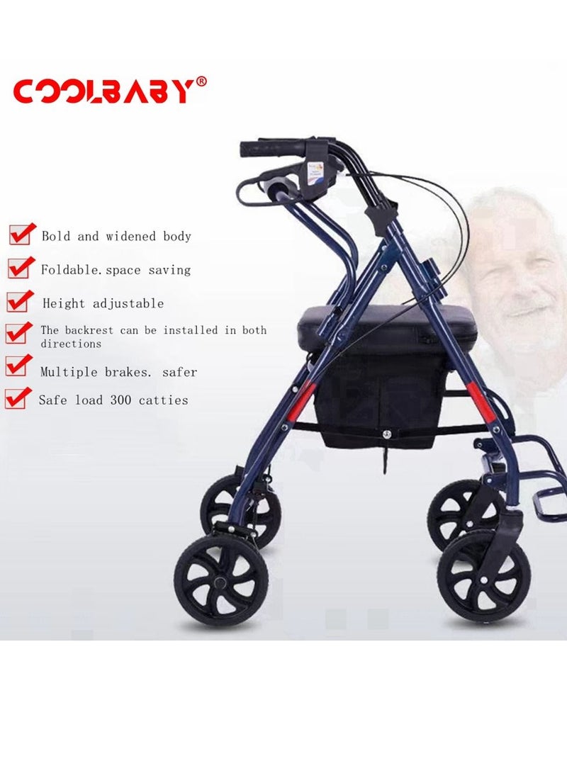 Cool Baby COOLBABY Walking Aid For The Elderly, Shopping And Grocery Shopping Cart For The Elderly, Can Sit And Foldable Cart, Light Adult Mobile Walking Aid For The Elderly - Image 2