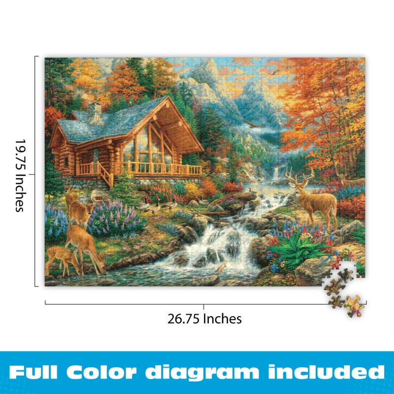 Buffalo Games - Alpine Serenity - Chuck Pinson - 1000 Piece Autumn Jigsaw Puzzle for Adults - Fall Mountain Cabin Scene - Challenging Puzzle for Game Nights - Finished Size 26.75 x 19.75 - Made in USA - Image 5
