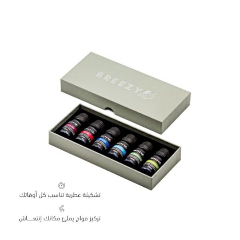 مجموعة زيوت عطرية للاستخدام في المبخرات تحتوي على 6 روائح طبيعية تشمل الخزامى والياسمين وخشب الصندل والورد والمحيط والبرغموت، زجاجة كل منها 10 مل - Image 3