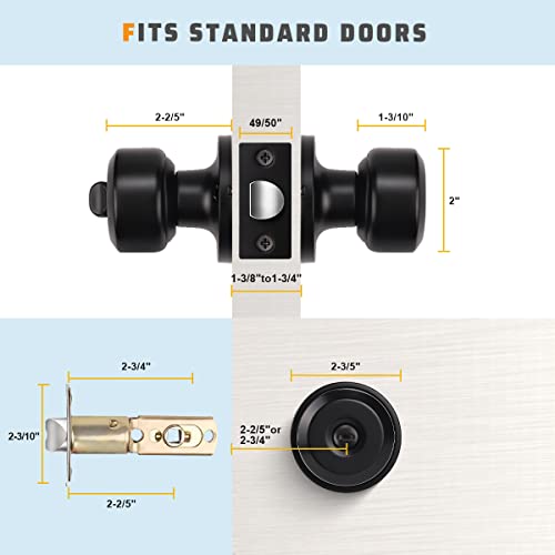 KNOBWELL 10 Pack Modern Privacy Door Knob, Black Interior Door Knob, Door Knob with Lock for Storeroom Bedroom Bathroom, Interior Door Use, Matte Black - Image 5
