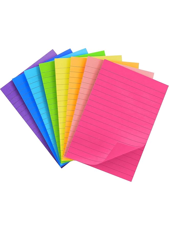 إيروريكس ملاحظات لاصقة مبطنة 4 × 6 8 وسادات ملاحظات لاصقة بخطوط وسادات ملاحظات ذاتية اللصق ملاحظات لاصقة كبيرة 8 ألوان زاهية مثالية للمكتب المنزلي والمدرسة وملحقات المكتب 40 ورقة - Image 1